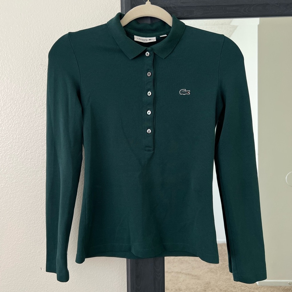 Lacoste Dark Green Long-Sleeve Button-Down Top